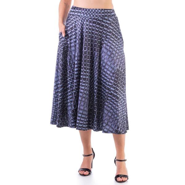 Womens 24/7 Comfort Apparel Abstract Plaid Pleated Midi Skirt - image 