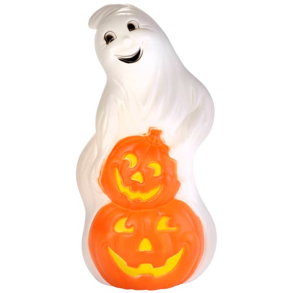 31in. Illuminated Ghost with Pumpkins - image 