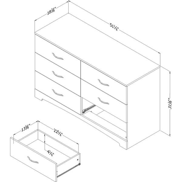 South Shore Step One 6-Drawer Weathered Double Dresser