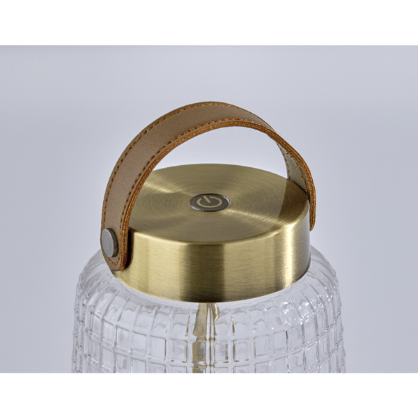 Adesso Samara Cordless LED Table Lantern with Iron & Glass Shade