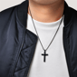 Mens Lynx Black Ion Plated Stainless Steel Lion Pendant Necklace - image 2
