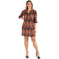 Plus Size 24/7 Comfort Apparel 3/4 Sleeve Print Shift Dress - image 1