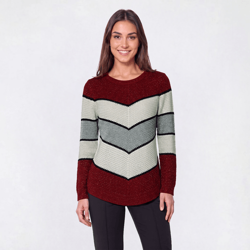 Womens Preswick & Moore® Long Sleeve Chevron Lurex Sweater