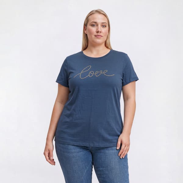 Plus Size Bare Your Soul By Sweet Soul Roll Sleeve Hem Love Tee - image 