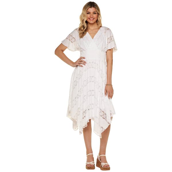 Plus Size Rabbit Rabbit Rabbit Hanky Hem Gauze Lace Midi Dress - image 