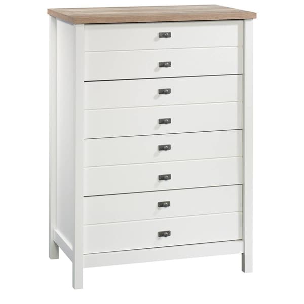 Sauder Cottage Road 4 Drawer Dresser - White with Oak Accents - image 