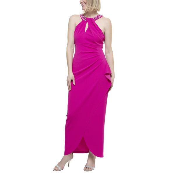 Womens SLNY Sleeveless Twist Halter Neck Gown - image 
