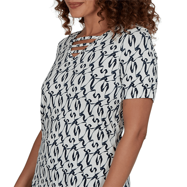 Petite Emaline Key Items Short Sleeve Abstract V Neck Blouse