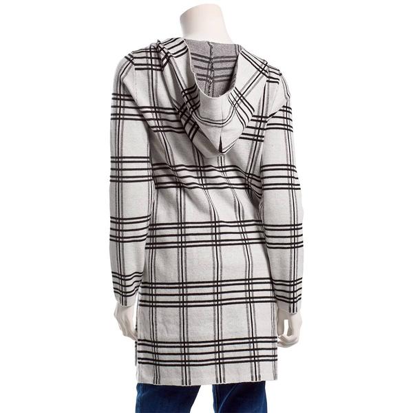 Womens Love Scarlett Long Sleeve Plaid Pocket Hooded Cardigan