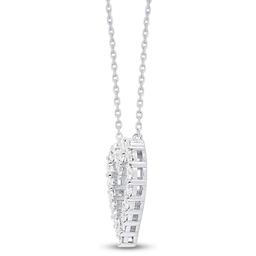 Nova Star® Sterling Silver Lab  Grown Diamond Open Heart Pendant