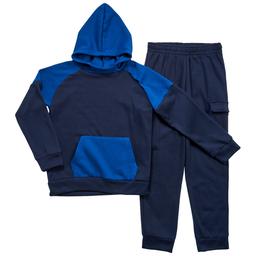 Boys (8-20) Blue Heritage Raglan Hood w/ Cargo Jogger Set