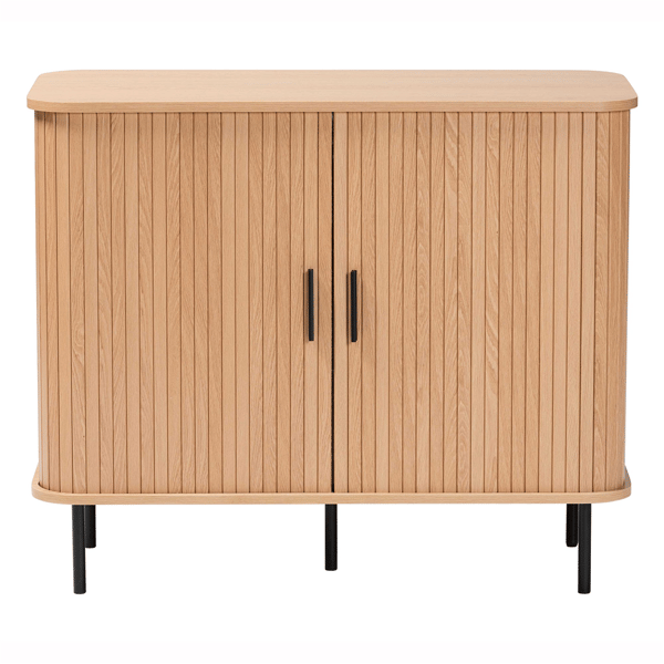 Baxton Studio Lucia Fluted Wood Storage Cabinet