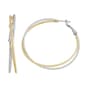 Fine Faux Two-Tone 1.5mm x 50mm Hoop Earrings - image 1
