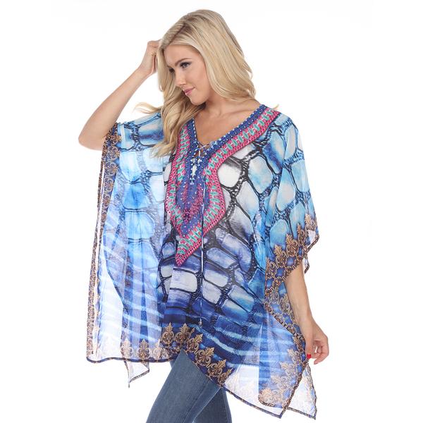 Womens White Mark Blue Aqua Caftan