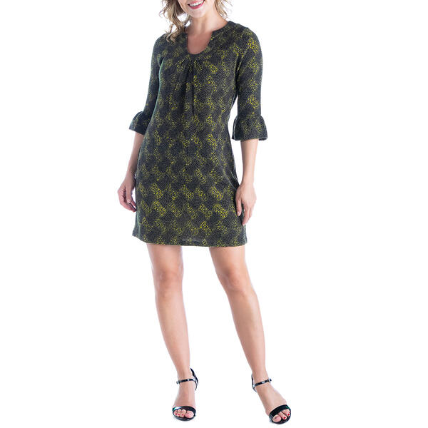 Womens 24/7 Comfort Apparel Shades of Green Shift Dress - image 