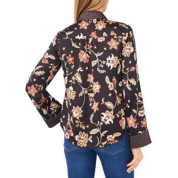Womens Cece Long Bell Sleeve Floral Paisley Button Down Blouse