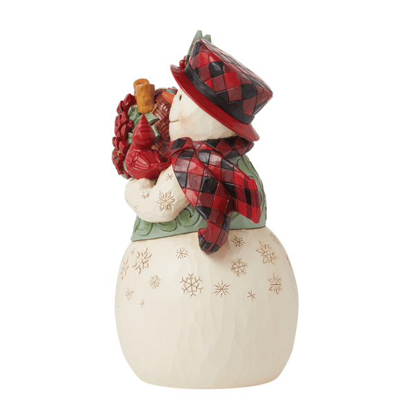 Jim Shore Heartwood Creek Highland Glen Snowman Basket Figurine