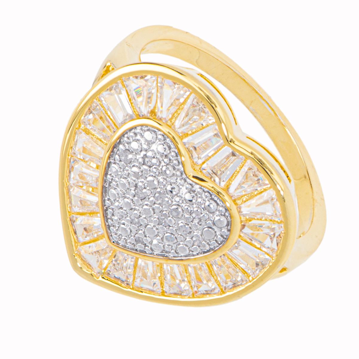 Gianni Argento Gold Plated CZ Heart Statement Ring