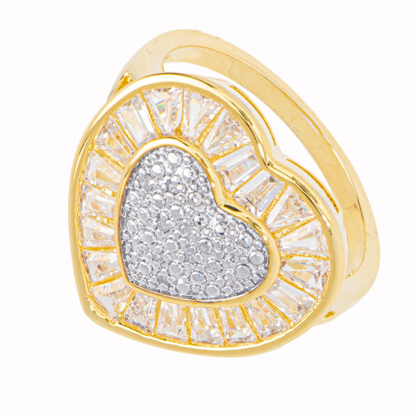 Gianni Argento Gold Plated Cubic Zirconia Heart Ring - image 