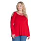 Plus Size 24/7 Comfort Apparel Criss-Cross Cold Shoulder Blouse - image 1