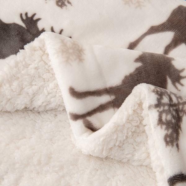 FreshFolds Cielo Moose Fleece Reversible Sherpa Blanket
