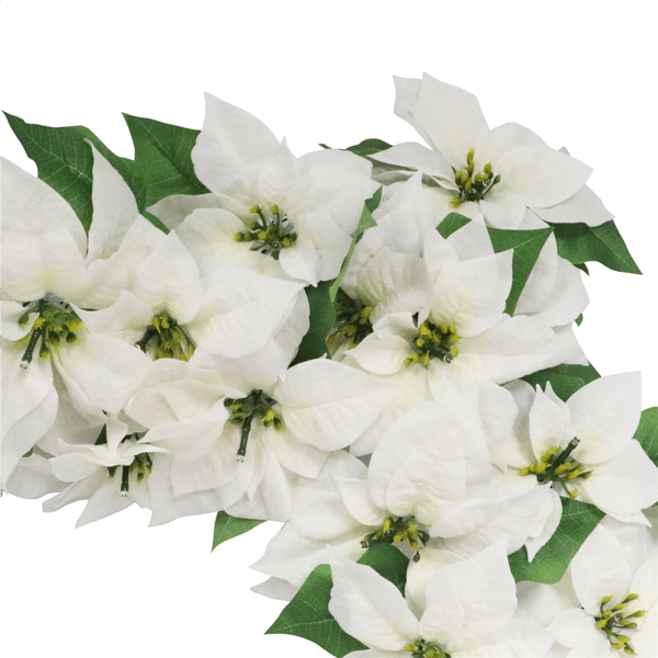 Puleo International 6ft. Pre-Lit White Poinsettia Garland