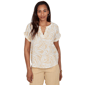 Petite Emaline Verde Grove II Short Roll Sleeve Leaf Blouse - image 1