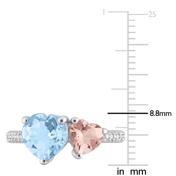 Gemstones Classics™  Sky Blue Topaz & Morganite Toi et Moi Ring