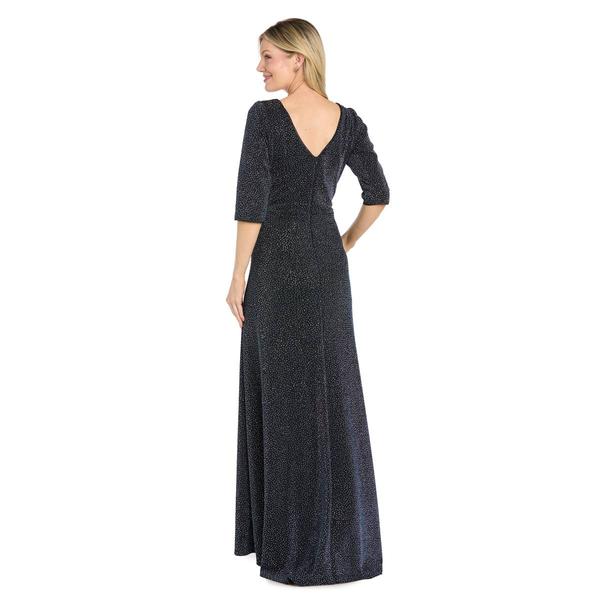 Womens R&M Richards Elbow Sleeve Twist Front Evening Gown