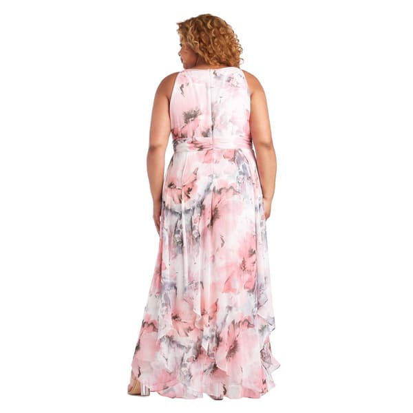 Plus Size R&M Richards Sheer Floral Chiffon A-Line Dress