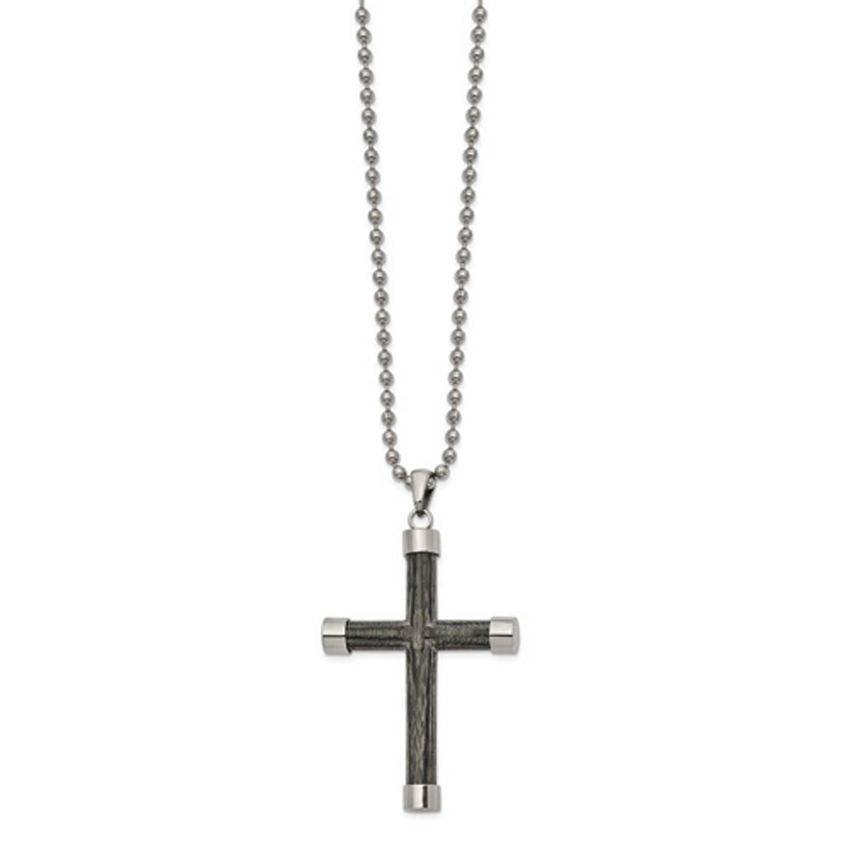 Mens Gentlemen’s Classics™ Polished Grey Inlay Cross...