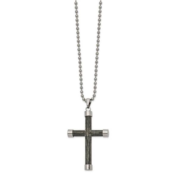 Mens Gentlemen's Classics&#40;tm&#41; Polished Grey Inlay Cross Necklace - image 