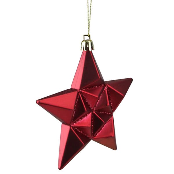 DAK 12ct. Red Star Glittered Shatterproof Christmas Ornaments