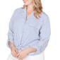 Plus Size Ruby Rd. Set Sail 3/4 Sleeve Knot Front Stripe Blouse - image 5