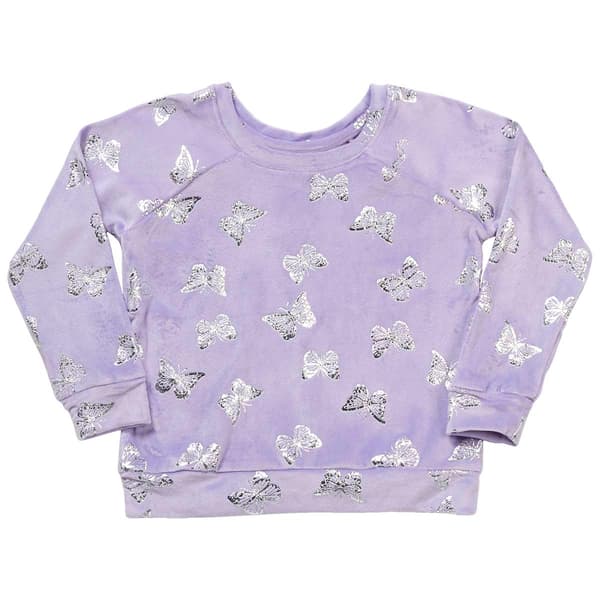 Girls &#40;7-16&#41; Tales & Stories Velour Top - Violet - image 