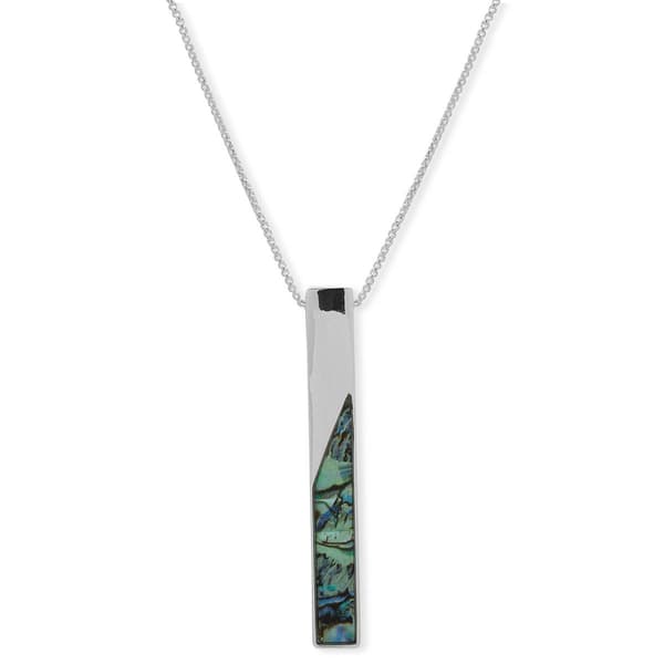 Chaps Silver-Tone Abalone Tube Pendant Lobster Closure Necklace - image 