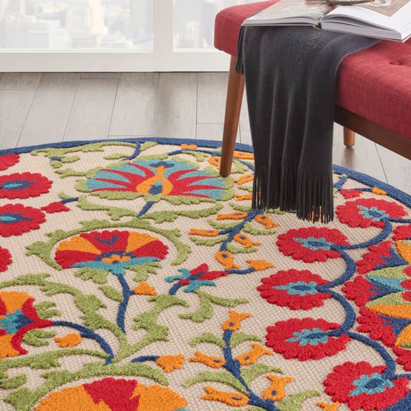 Nourison Aloha Bloom Vines Transitional Indoor/Outdoor Round Rug