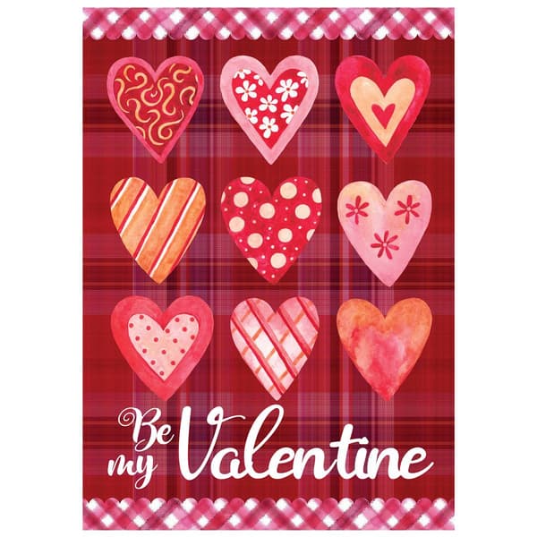 Northlight Seasonal Be My Valentine Plaid & Heart Garden Flag