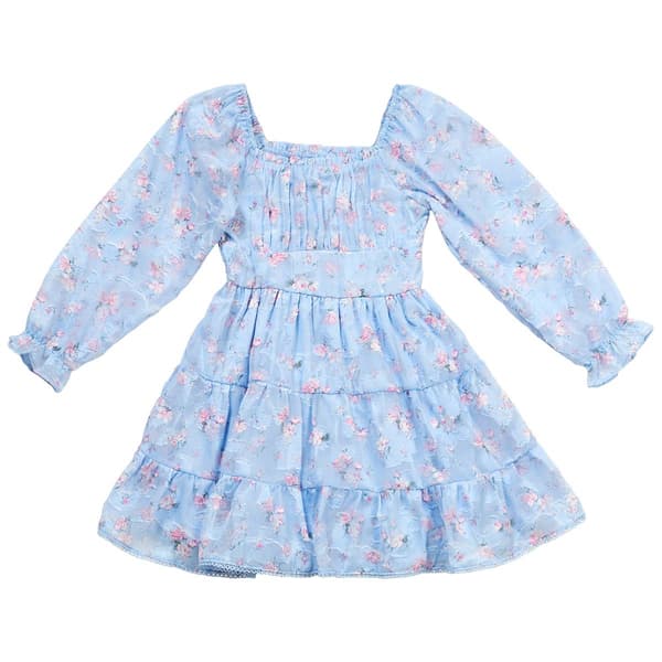 Girls (7-16) Rare Editions Floral Burnout Balloon Sleeve Dress - image 