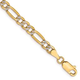 Mens Gold Classics(tm) 3.9mm. 14k Semi Solid Pave Figaro Bracelet