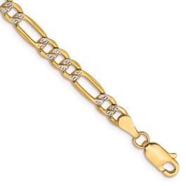 Mens Gold Classics&#40;tm&#41; 3.9mm. 14k Semi Solid Pave Figaro Bracelet
