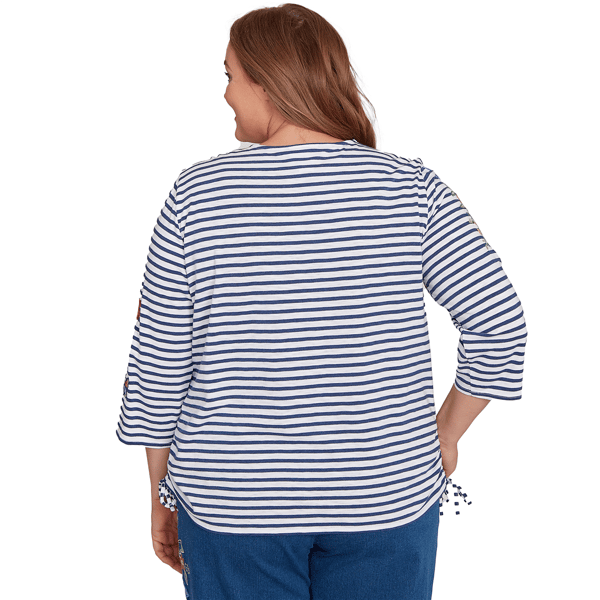 Plus Size Alfred Dunner El Paso Floral Stripe Side Ruched Blouse