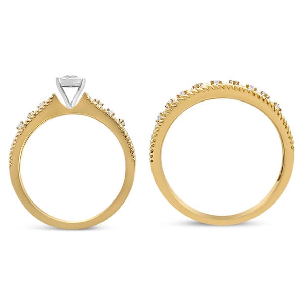 Haus of Brilliance 14kt. Gold Plated 1/5ctw. Diamond Bridal Set