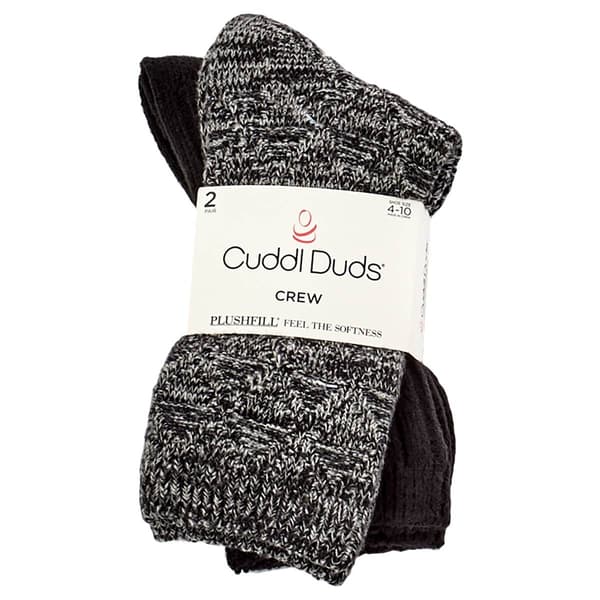 Womens Cuddl Duds(R) 2pk. Diamond & Purl Stitch Boot Crew Socks - image 