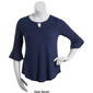 Plus Size Notations 3/4 Ruffle Sleeve Solid Hacci Keyhole Top - image 5