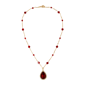1928 Gold-Tone Beaded Siam Red Teardrop Pendant - image 1