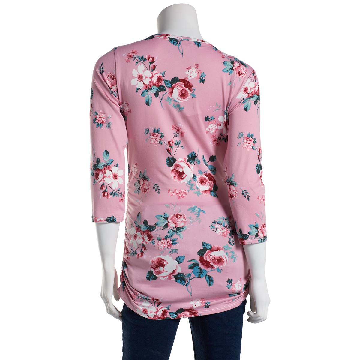 Womens Due Time Elbow Sleeve Floral Maternity Pullover Top