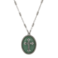 Symbols of Faith Silver-Tone Oval Semi-Precious Cross Necklace - image 1
