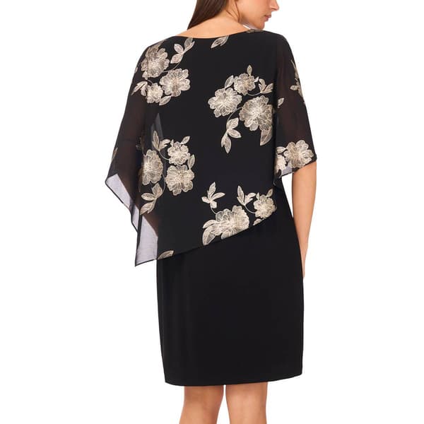 Petite MSK Foil Floral Overlay Sheath Dress