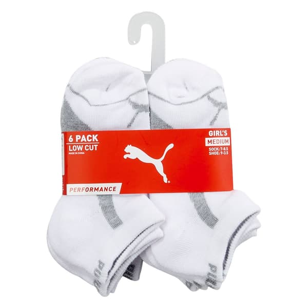 Girls Puma 6Pk 1/2 Terry Low Cut Performance Socks - image 